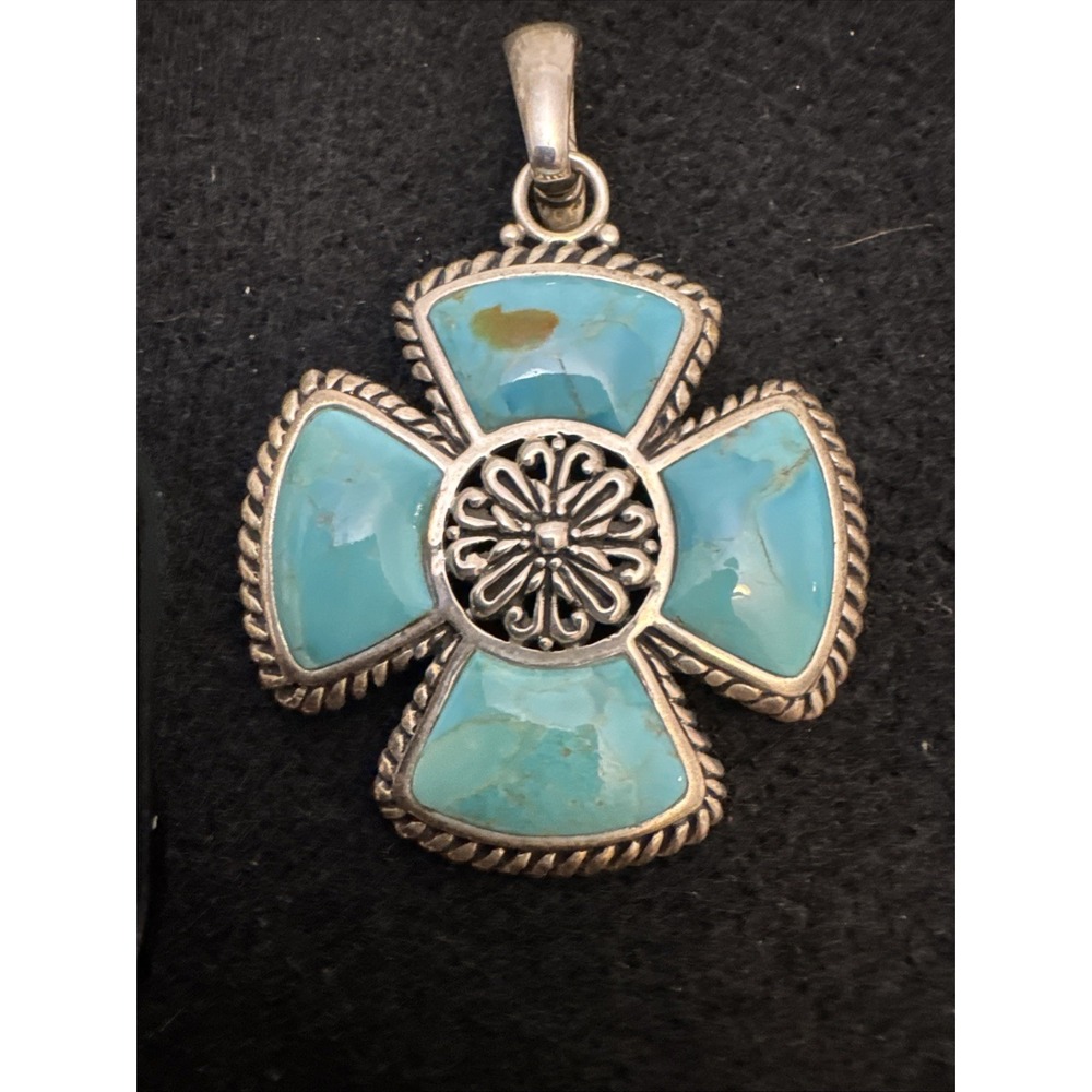 Barse 925 Thailand Vintage XL Turquoise Southwestern Cross Rare